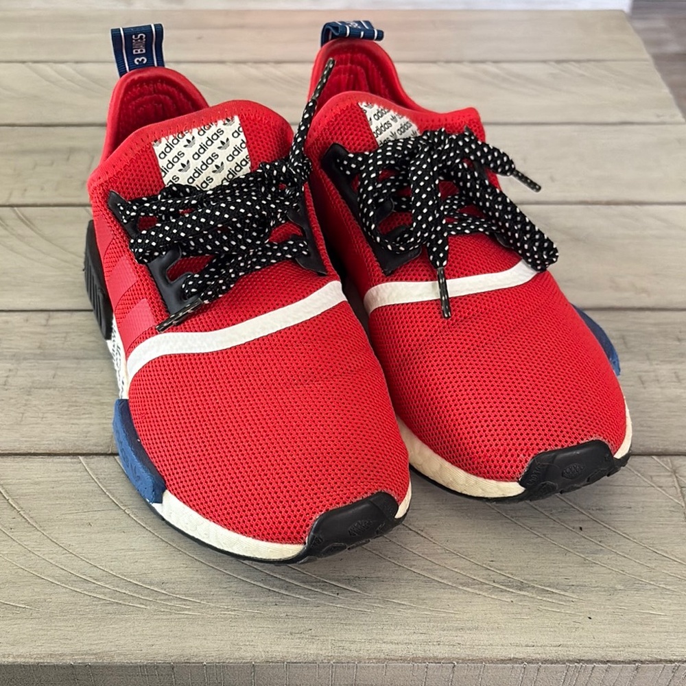 Adidas Red and Black Slip-On Sneakers with Knit Upper